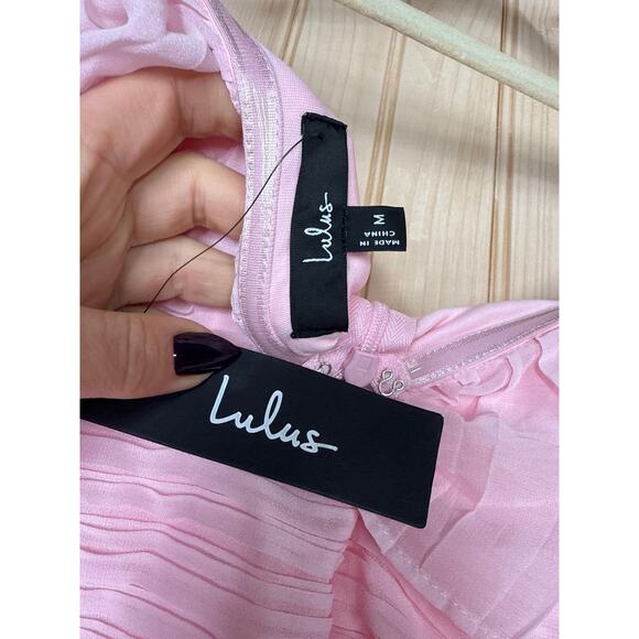 NWT Lulus Always Remarkable Pink Pleated Off-the-Shoulder Maxi Dress Banquet M - Picture 6 of 8